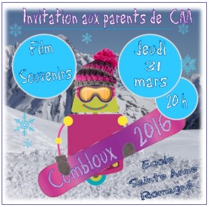 Invitation Parents de CM Soirée ski